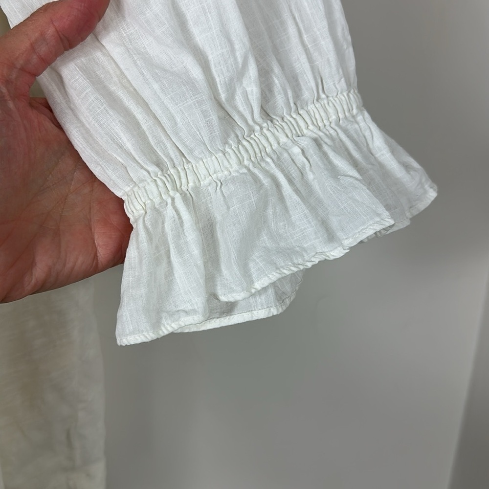 Anthropologie White Smocked Ruffle Top Small - Picture 4 of 8